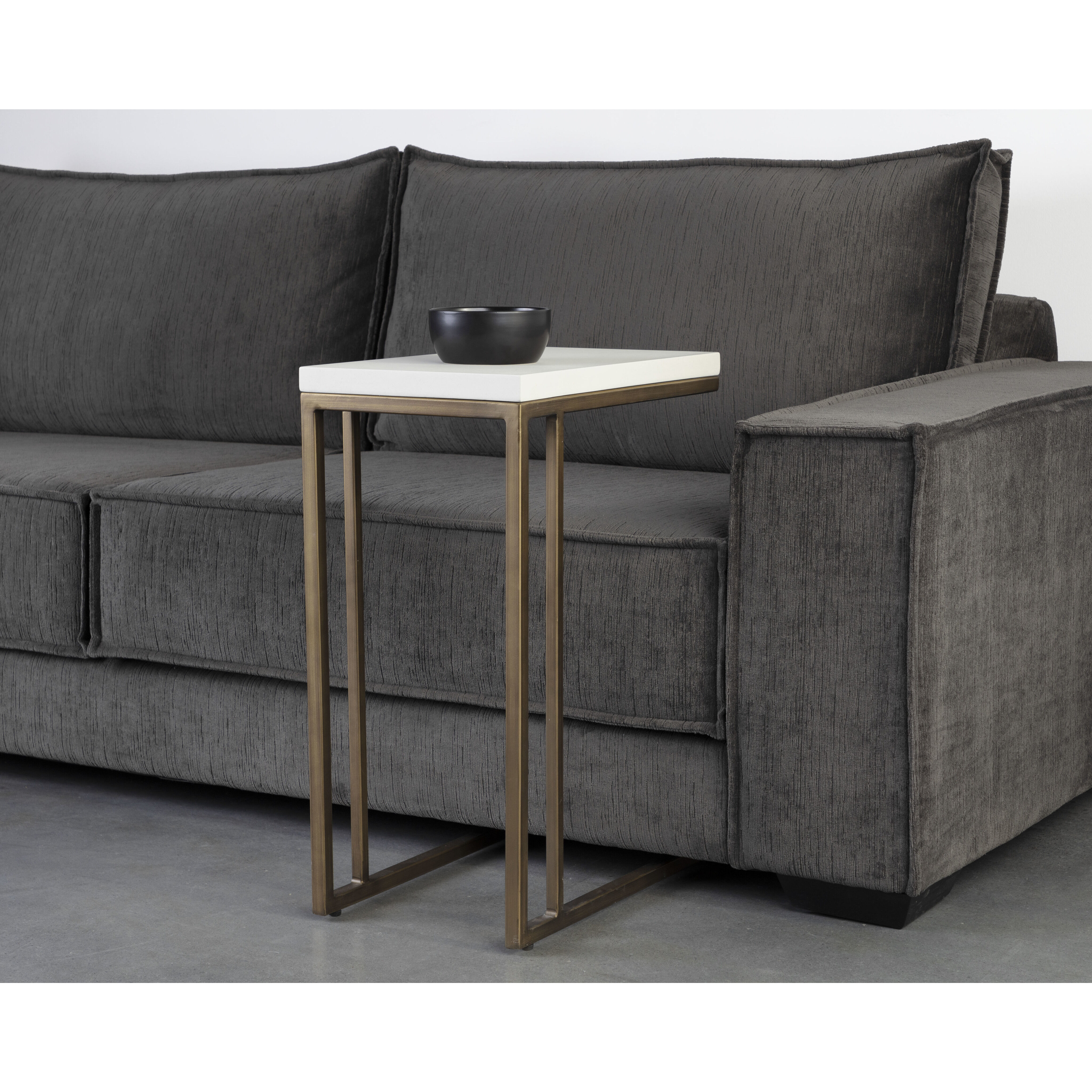 Sawyer 26 X 19.75 inch Antique Brass / White Outdoor End Table